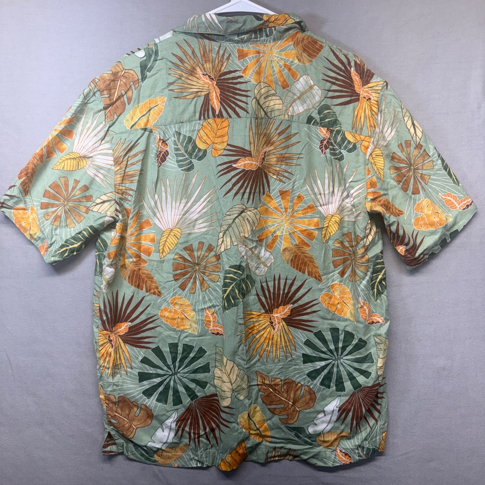 Puritan VTG Y2K Hawaiian Shirt Mens MD Green Tropical Coastal Boho Short Sleeve - Picture 2 of 10